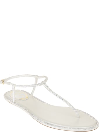 René Caovilla White Diana Elegant Thong Sandal