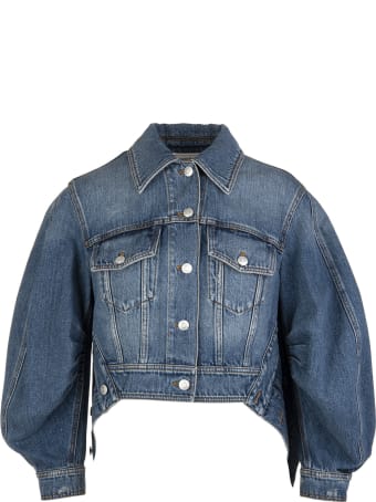 Alexander McQueen Woman Denim Jacket With Blouse Sleeves