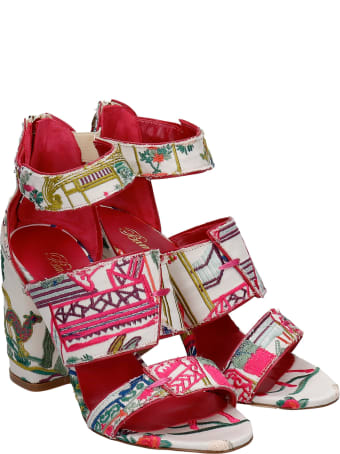 Bams Sandals In White Fabric