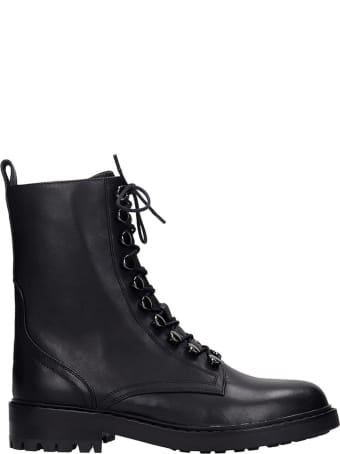 Lola Cruz Combat Boots In Black Leather