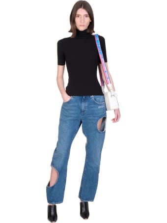 Off-White Hole Baggy Jeans In Blue Denim