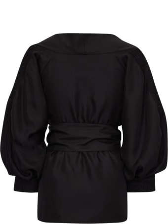 Varana Silk Pippa Top W/ruched Sleeves
