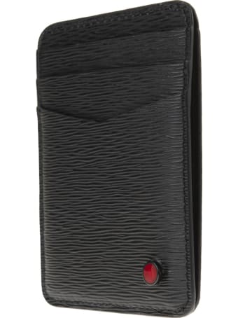 Kiton Black/red Leather Logo-plaque Cardholder