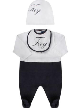 Fay White And Blue Suit For Baby Boy With Logo