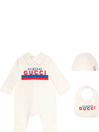 Gucci White Baby Set With Print