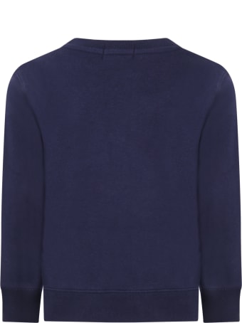 Ralph Lauren Blue Sweatshirt For Kids With Iconic Bear