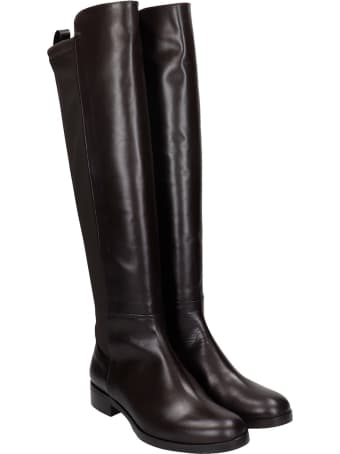 Fabio Rusconi Low Heels Boots In Brown Leather