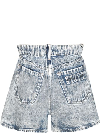 Miu Miu Gathered Waist Denim Shorts