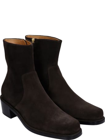 Rochas Ankle Boots In Brown Suede