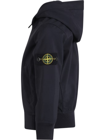 Stone Island Junior Blue Jacket For Boy With Iconic Patch