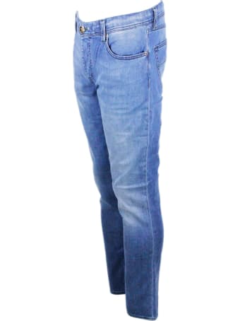 Sartoria Tramarossa Leonardo Stretch Selvedge Denim Trousers With 5 Pockets With Tailored Stitching