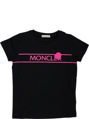 Moncler Neon Pink Logo T-shirt Black