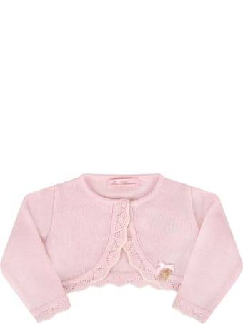 Blumarine Pink Cardigan For Babygirl With Logo