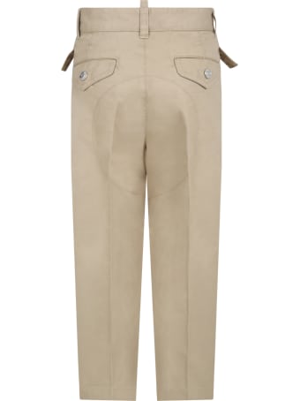 Dsquared2 Beige Trouser For Boy With Logo