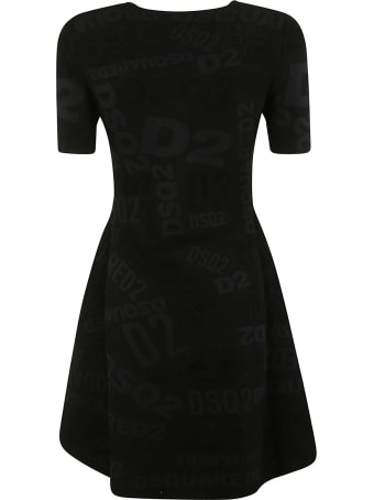 Dsquared2 All-over Logo Print Flared Dress