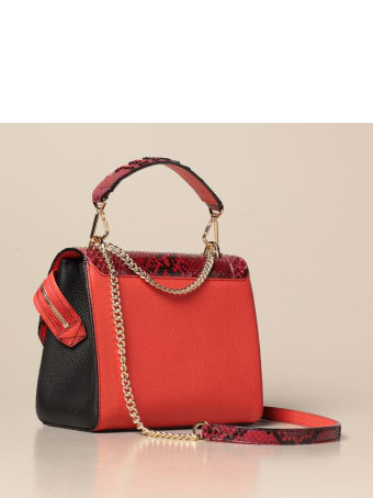 Lancel Handbag Ninon Lancel Bag In Grained Leather And Python Print Leather