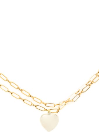 Timeless Pearly Double Chain Heart Necklace