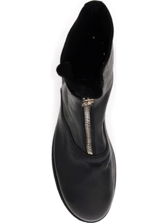 Guidi Front Zip Leather Ankle Boots