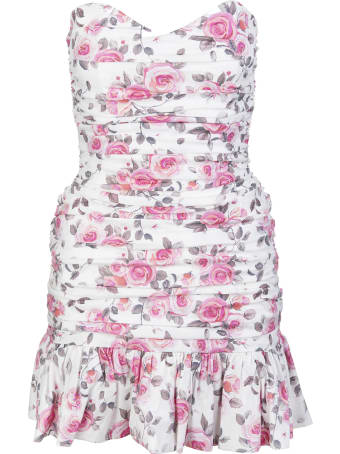 Giuseppe di Morabito Draped Floral Sleeveless White Short Dress