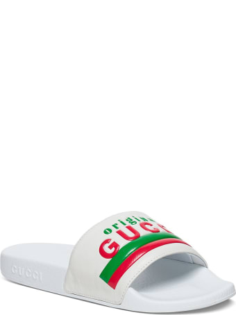 Gucci Slide Original Leather Sandals With Logo