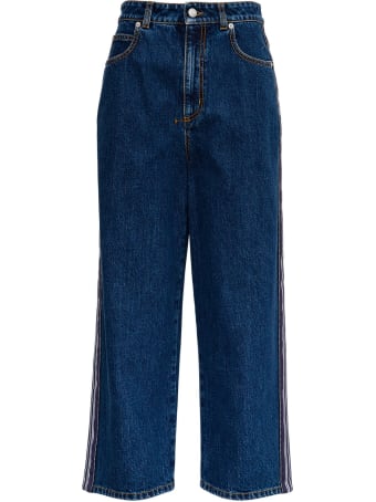 Alexander McQueen Wide Denim Jeans With Side Band