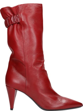 Strategia High Heels Ankle Boots In Red Leather