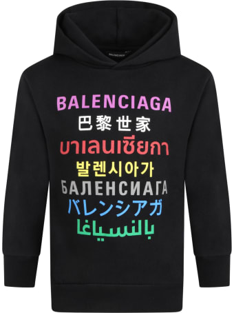 Balenciaga Black Sweatshirt For Kids With Logos