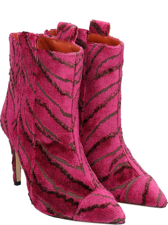 Bams High Heels Ankle Boots In Fuxia Fabric