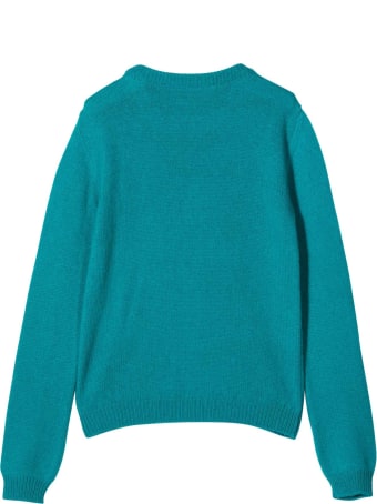 Chiara Ferragni Blue Cashmere-wool Blend Teen Knitted Embroidered Motif Jumper From