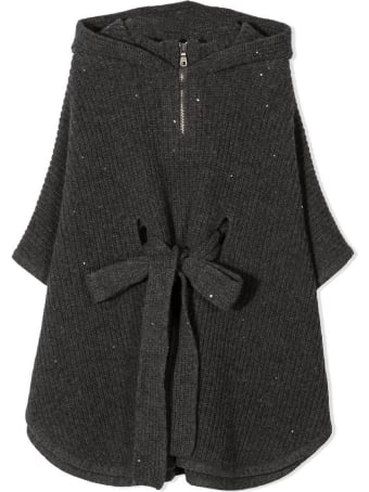 Brunello Cucinelli Grey Silk-cashmere-virgin Wool Poncho