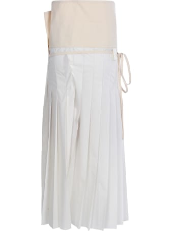 Moncler Genius Pleated Long Side Tie Detail Skirt