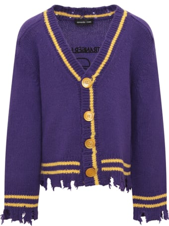 Riccardo Comi Purple Cardigan With Yellow Details