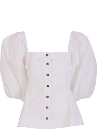 Ganni Poplin Cropped Top