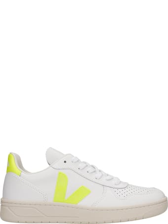 Veja V-10 Sneakers In White Leather
