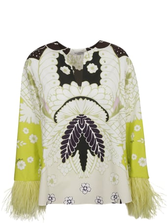 Valentino Feather Cuffed Printed Top