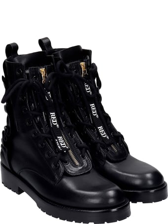 RED Valentino Combat Boots In Black Leather