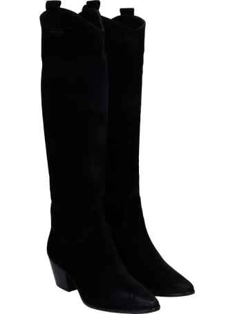 Pedro Miralles Cortina Texan Boots In Black Suede