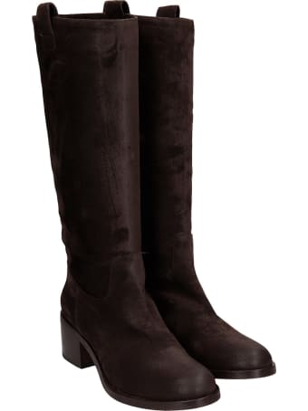 Julie Dee High Heels Boots In Brown Suede