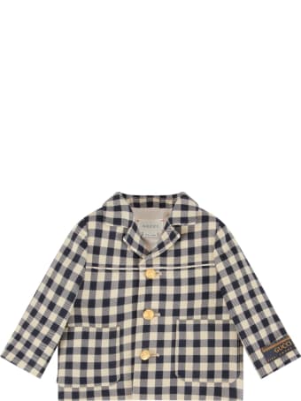 Gucci Blue And Ivory Jacket For Babyboy