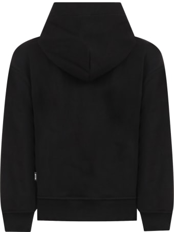 MSGM Black Sweatshirt For Kids With Silver Logo