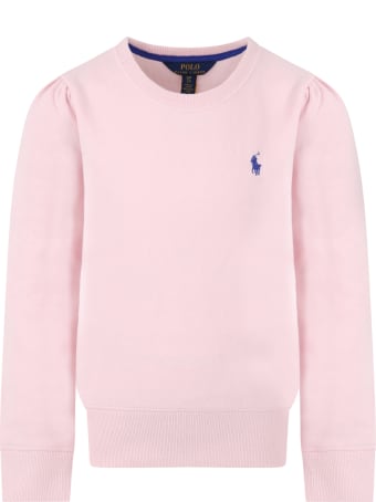 Ralph Lauren Pink Sweatshirt For Girl With Pony Logo