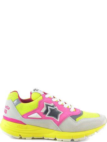 Atlantic Stars Pink And Gray Suede Sneakers W/yellow Rubber Sole