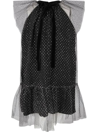 Oscar de la Renta Black Dress For Girl With Silver Polka-dots
