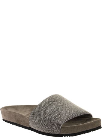 Brunello Cucinelli Precious Slides Silver