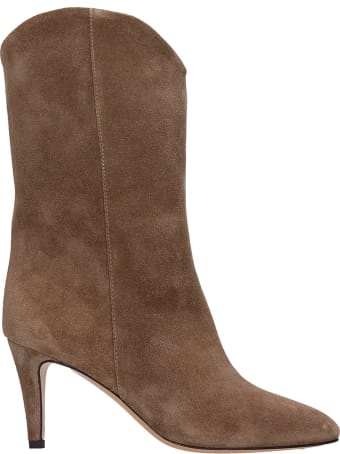 The Seller High Heels Ankle Boots In Taupe Suede