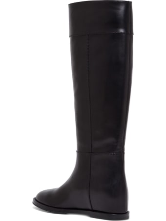 Casadei Leather Boots With Logo Buckle