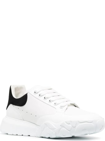 Alexander McQueen Man White Court Sneakers With Black Suede Spoiler