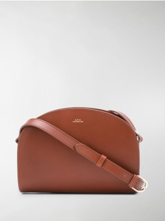 A.P.C. Demi Lune Crossbody Bag In Brown Leather