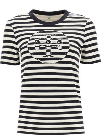 Tory Burch Striped T-shirt With Logo Pocket