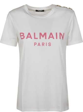 Balmain Button Embellished Logo T-shirt